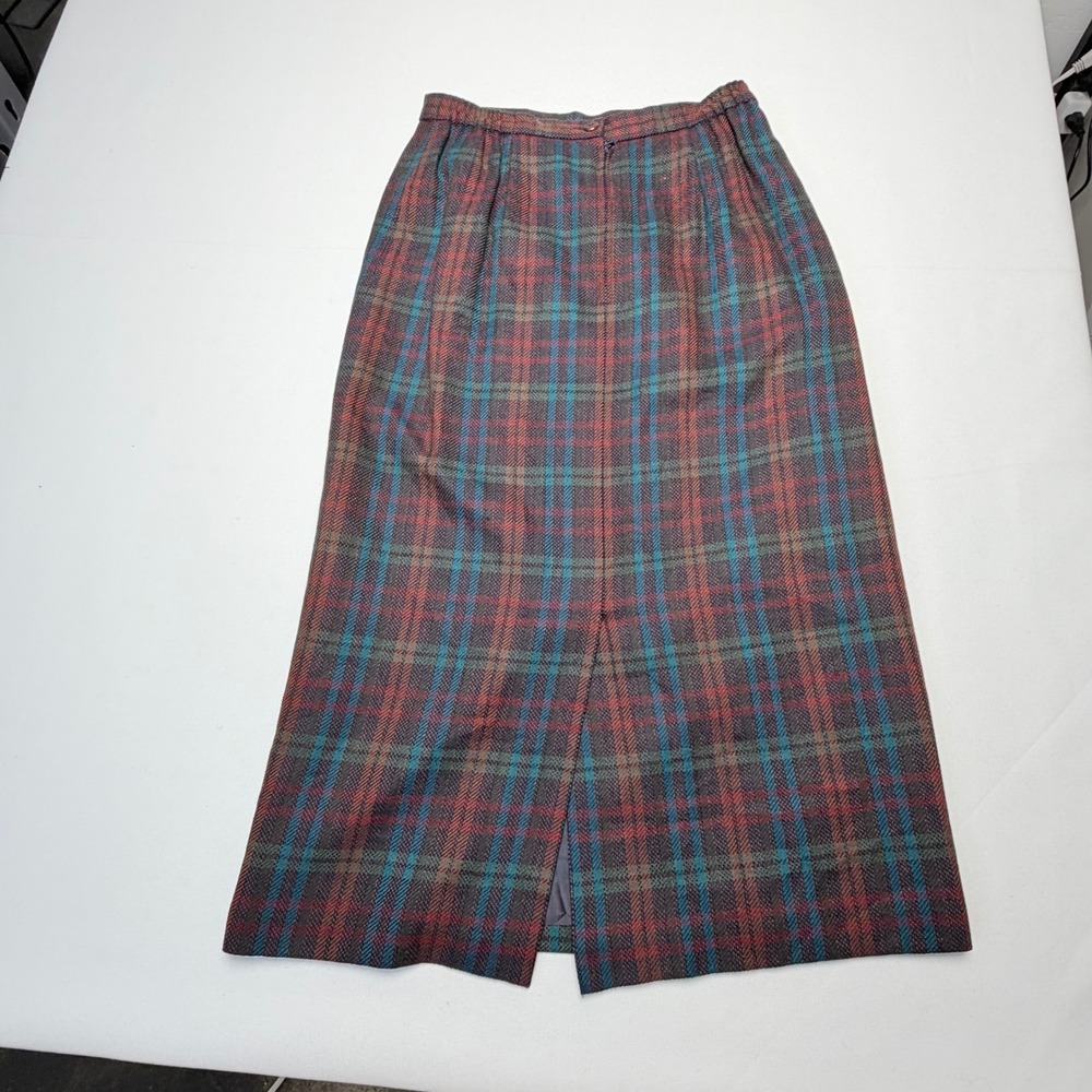 Vintage Wool Plaid Midi Skirt Small Tartan Preppy Career High Waist Union Made - Picture 12 of 12